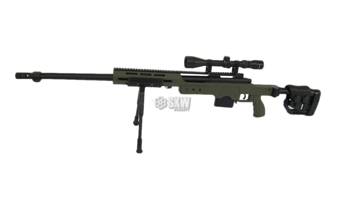 WELL MB4411D WITH SCOPE & BIPOD AIRSOFT OD SNIPER RIFLE