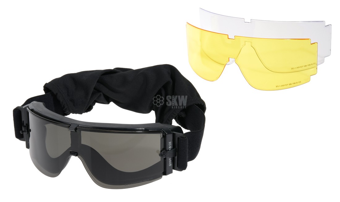 DELTA TACTICS BLACK SCREEN GOGGLE 3 LENS 800