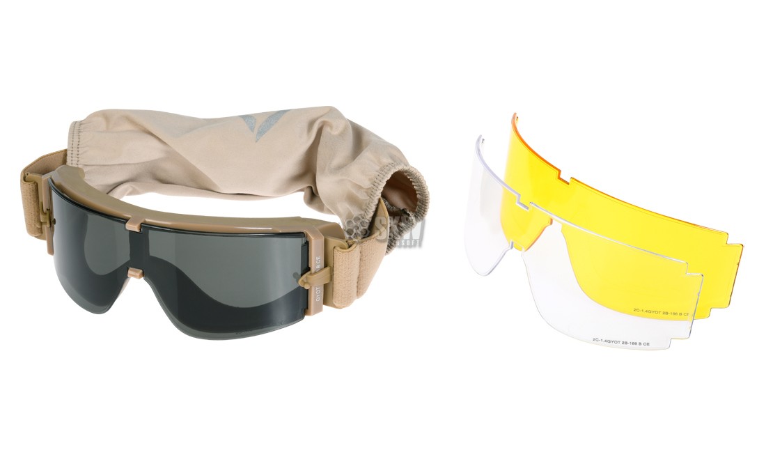 DELTA TACTICS TAN SCREEN GOGGLE 3 LENS 800