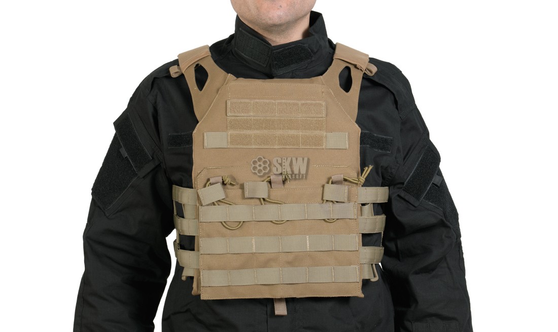 CHALECO PLATE CARRIER TAN DELTA TACTICS V18 + 2 PLACAS DE PROTECCION DUMMY