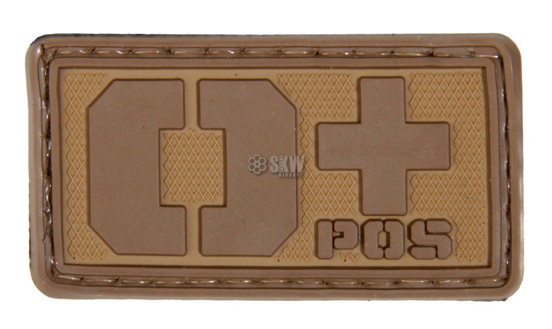 EMERSON PVC BLOOD TYPE VELCRO PATCH 0+ TAN