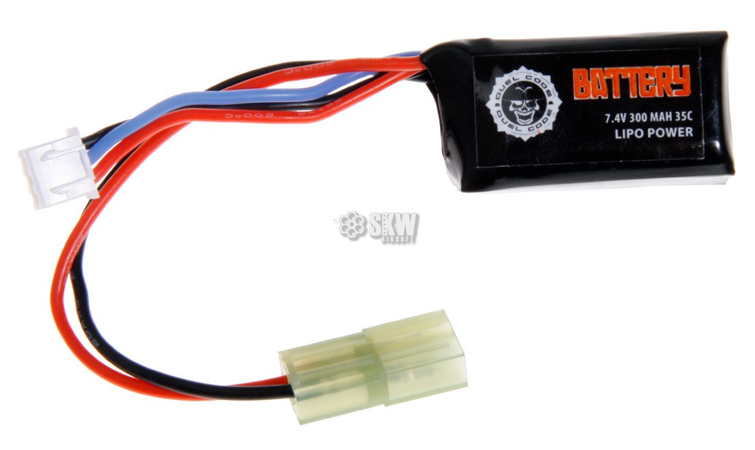 BATTERIE LIPO 7.4V 300 MAH 35C DUEL CODE