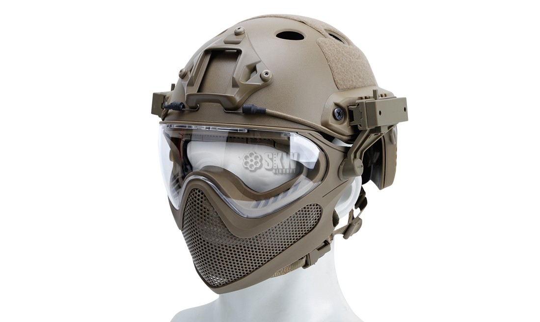 CASCO TIPO FAST Y MASCARA TAN DELTA TACTICS