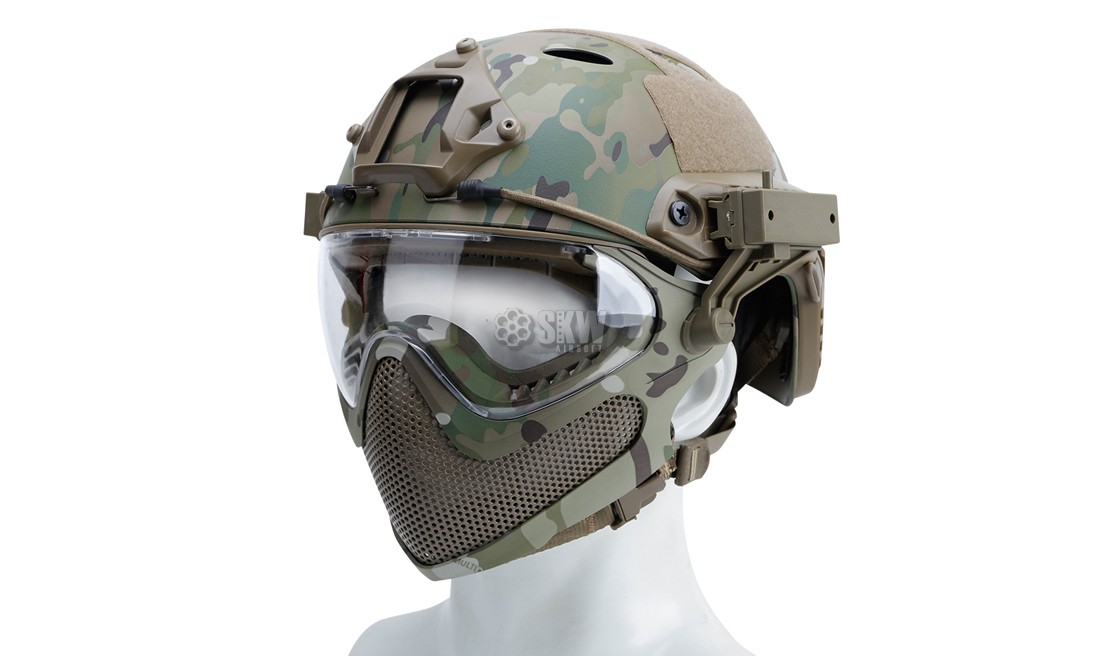 CASCO TIPO FAST Y MASCARA MULTICAM DELTA TACTICS