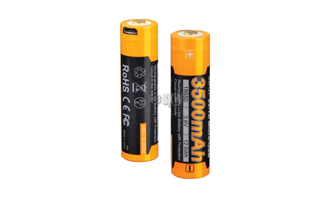 BATTERIE RECHARGEABLE MINI USB 18650 3.6V 3500 MAH FENIX