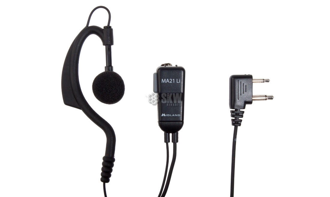 MIDLAND CLIP MIC w/ADJUSTABLE EARPHONE DOUBLE JACK 90º